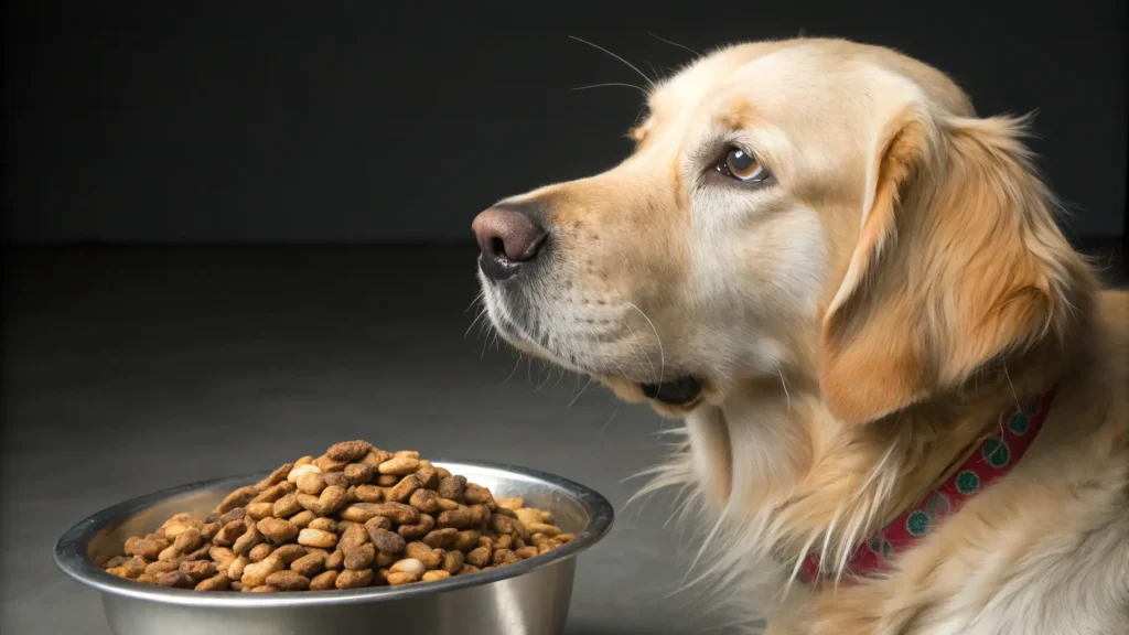 Golden Retriever refusing to eat unhealthy dog food