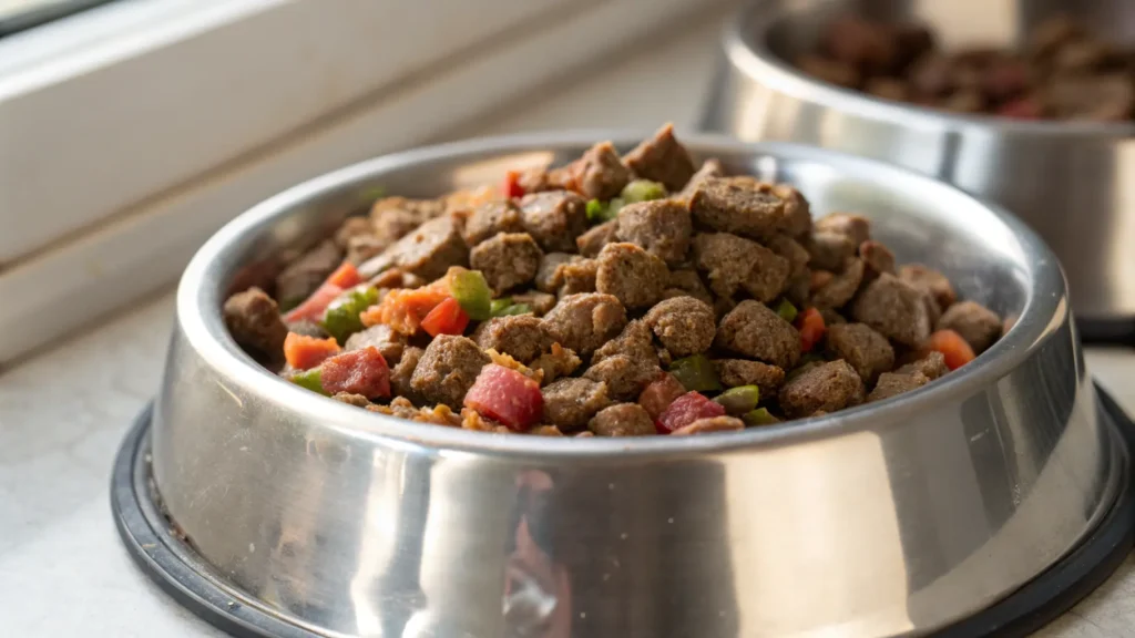 Close-up of nutrient-rich high-calorie dog food