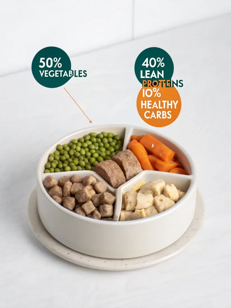 Balanced dog food plate for weight loss